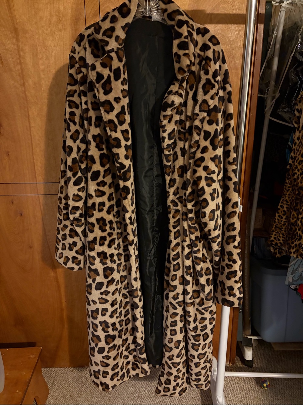 Spirit Halloween Leopard Print Long Faux Fur “Pimp” Jacket